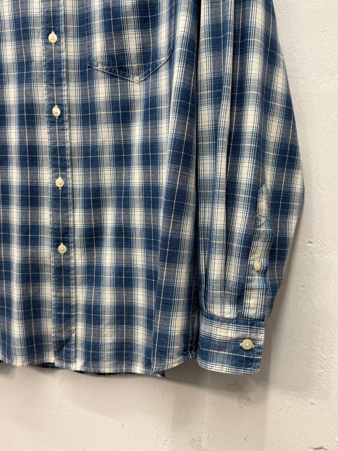 Old GAP Blue Plaid Button-Down Shirt 상품이미지3