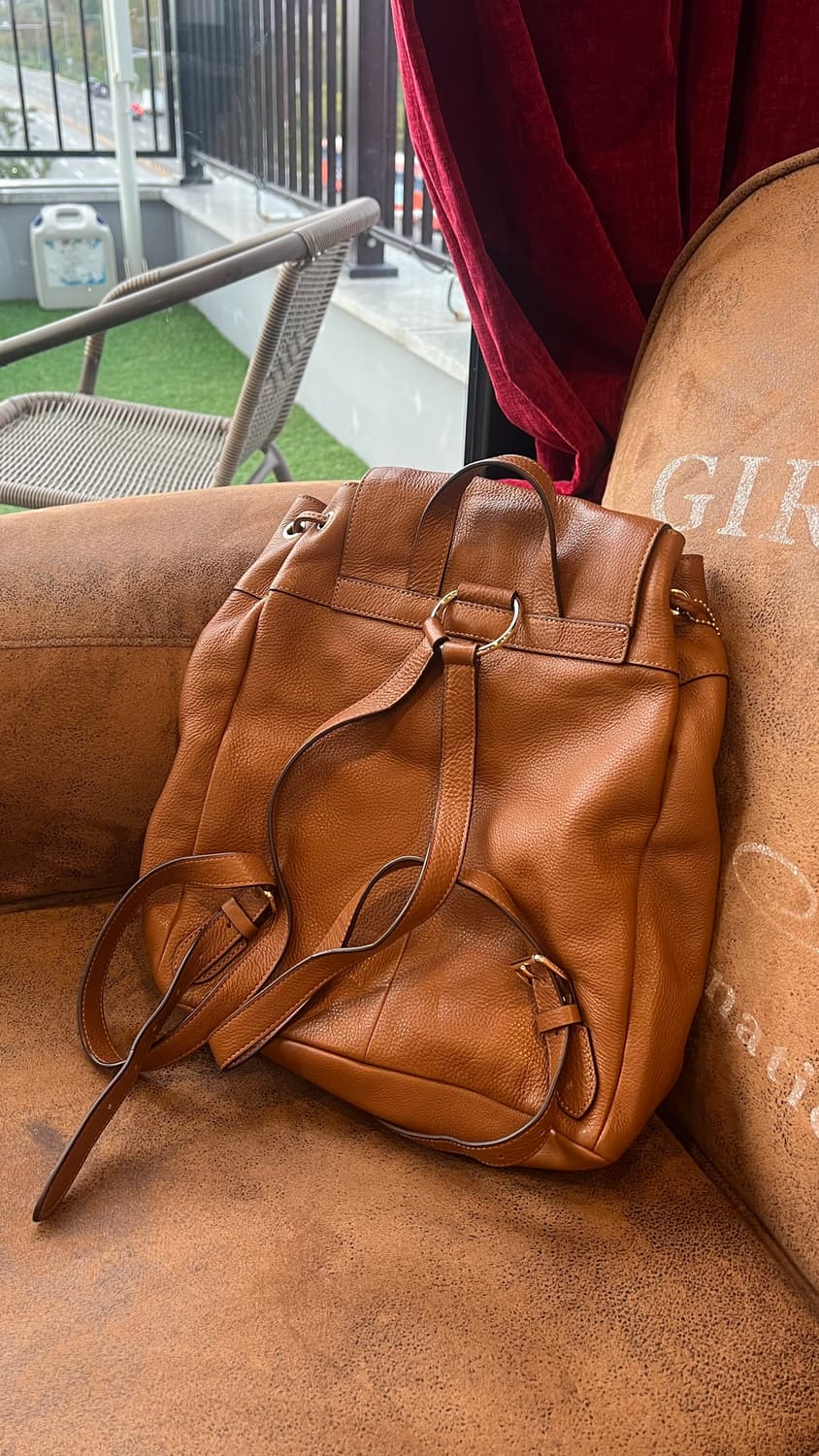 90s coach 코치 페블가죽 올레더 빌리 백팩 카멜브라운 상품이미지3