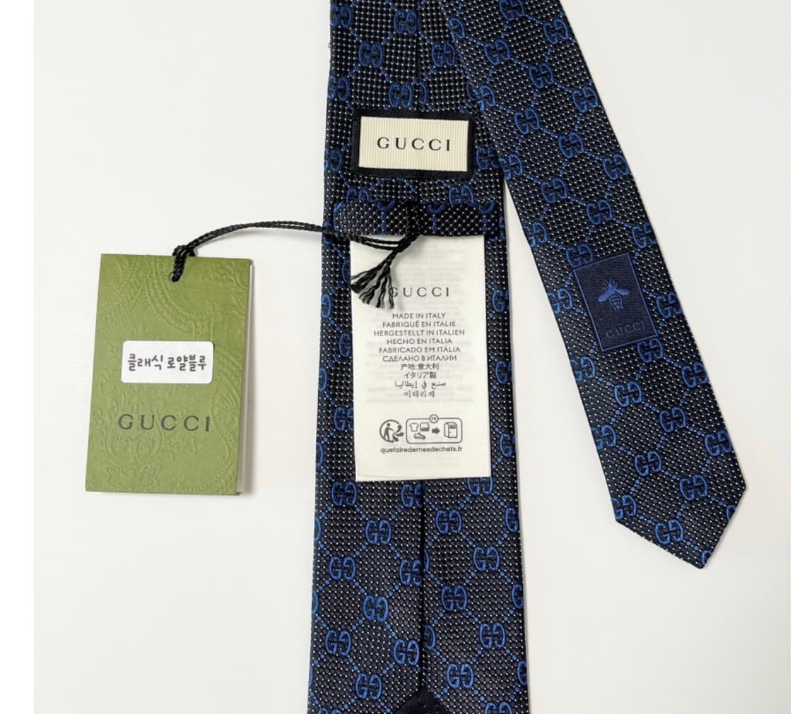 구찌 실크 넥타이 로얄블루 상품이미지2