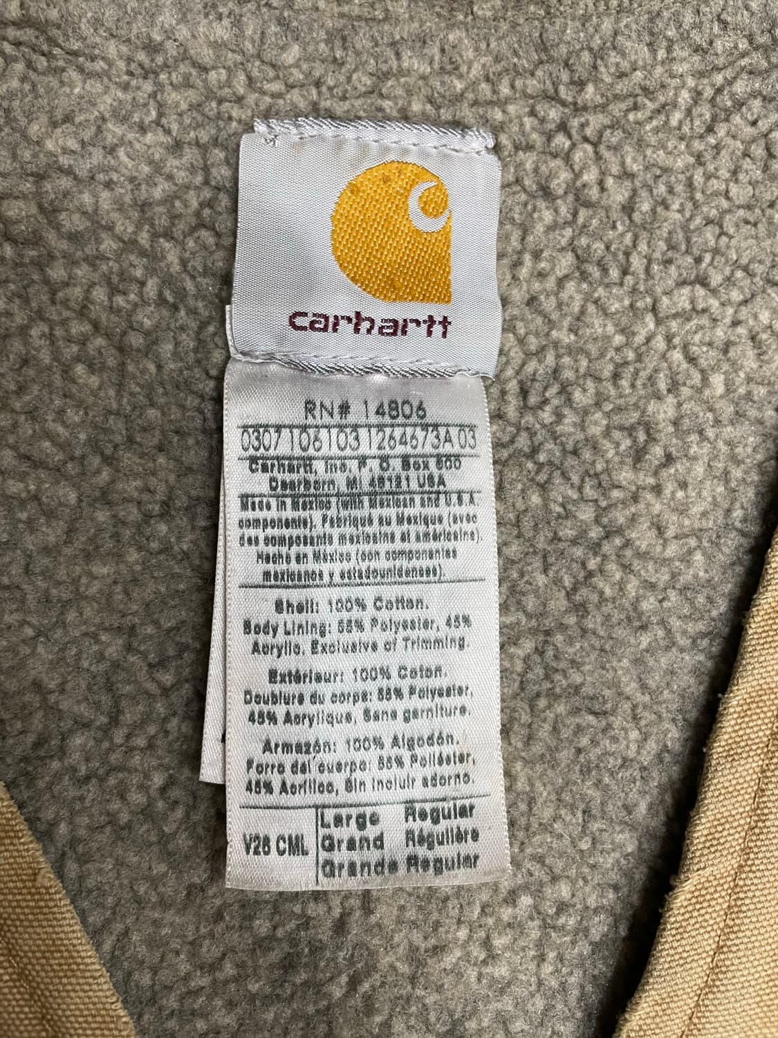 00s 칼하트 V26 덕 캔버스 셰르파 워크 베스트 카멜 상품이미지7
