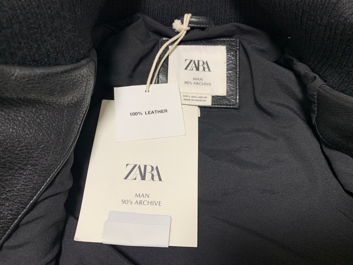 자라 레더 봄버 재킷 바시티 레더 자켓 L 새상품 상품이미지9