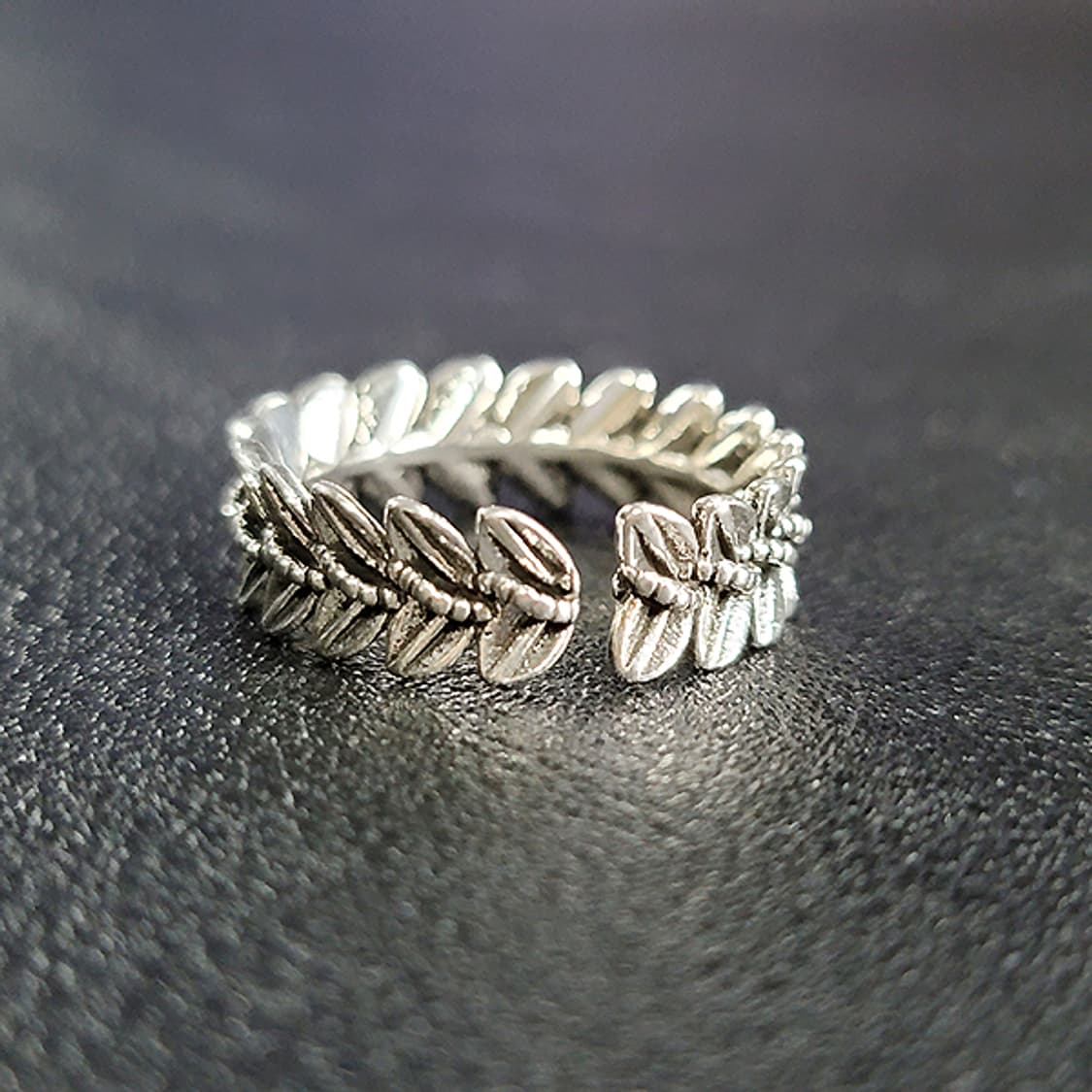 Sylvane 백동 남자 엔틱 빈티지 명품 식물 월계수 잎사귀 반지 상품이미지3