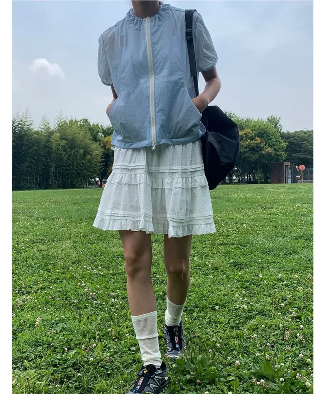 데일리쥬 릴렌코 밴딩 레이스 캉캉 미니 스커트 화이트 상품이미지2