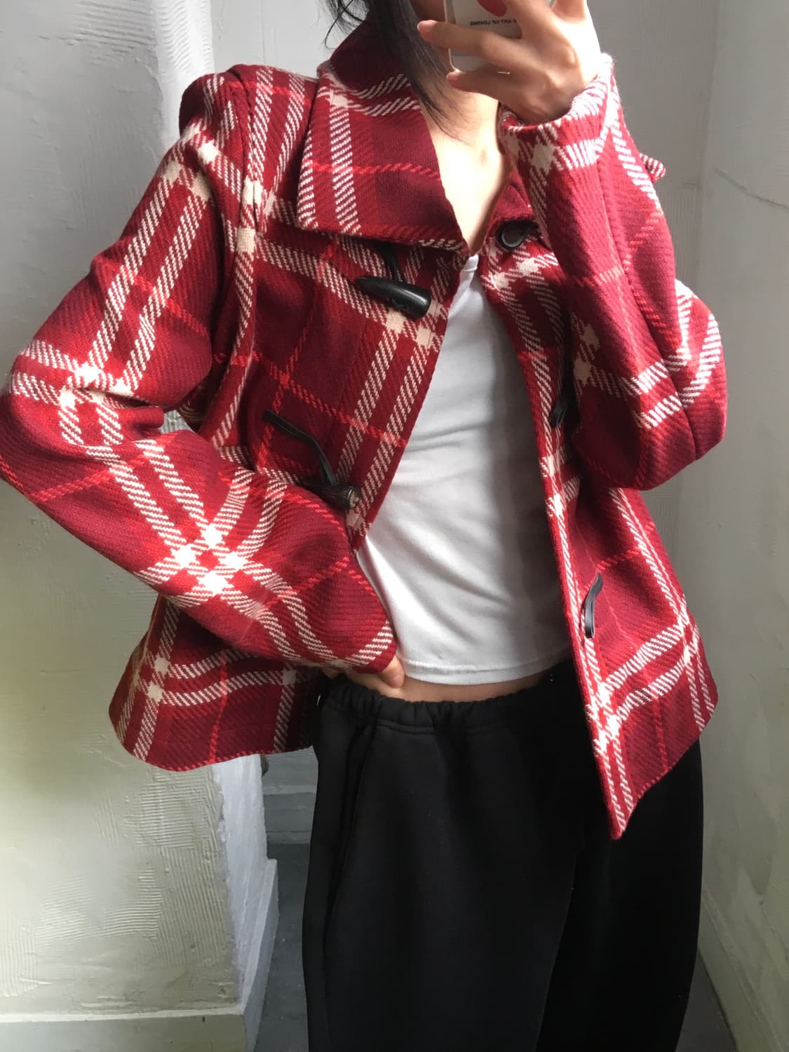 Burberry 버버리 레드 체크 울 더플 코트  상품이미지2