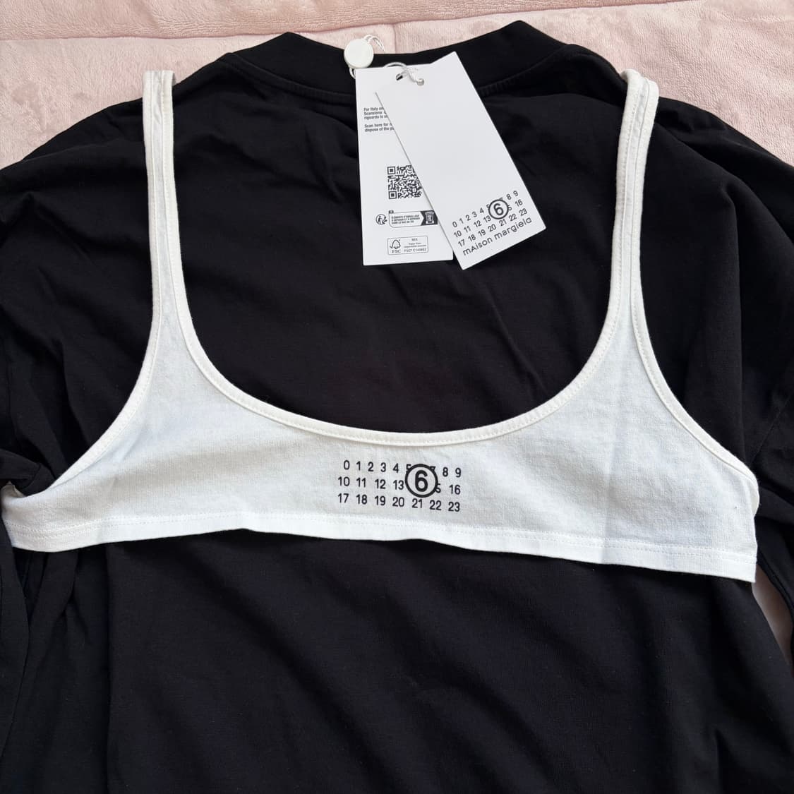 새상품💎 MM6 마르지엘라 레이어드 로고탑 블랙 티셔츠 M 상품이미지1