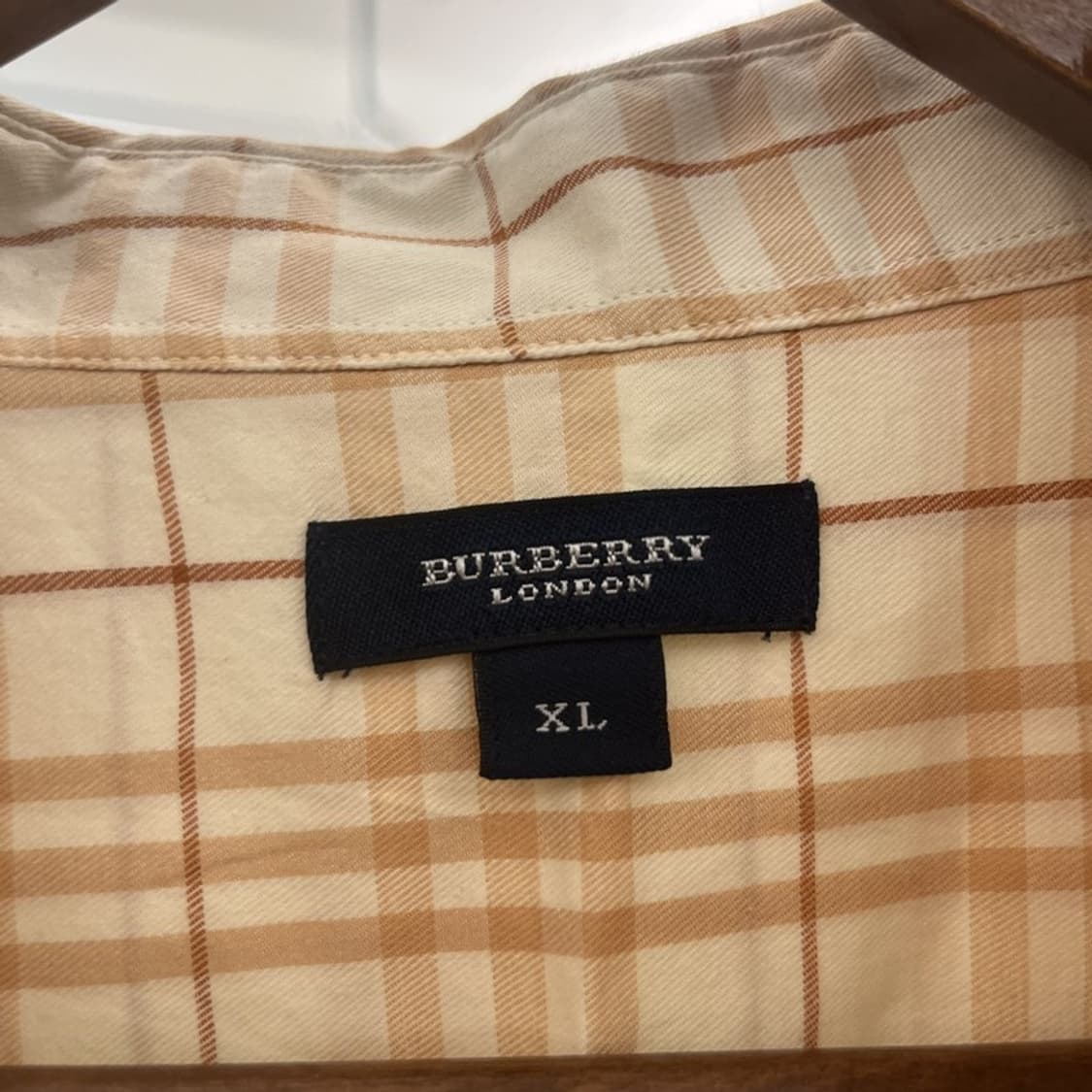 버버리 컨트리 레트로 빈티지 오트밀 체크 반팔 셔츠 XL C10779 상품이미지5