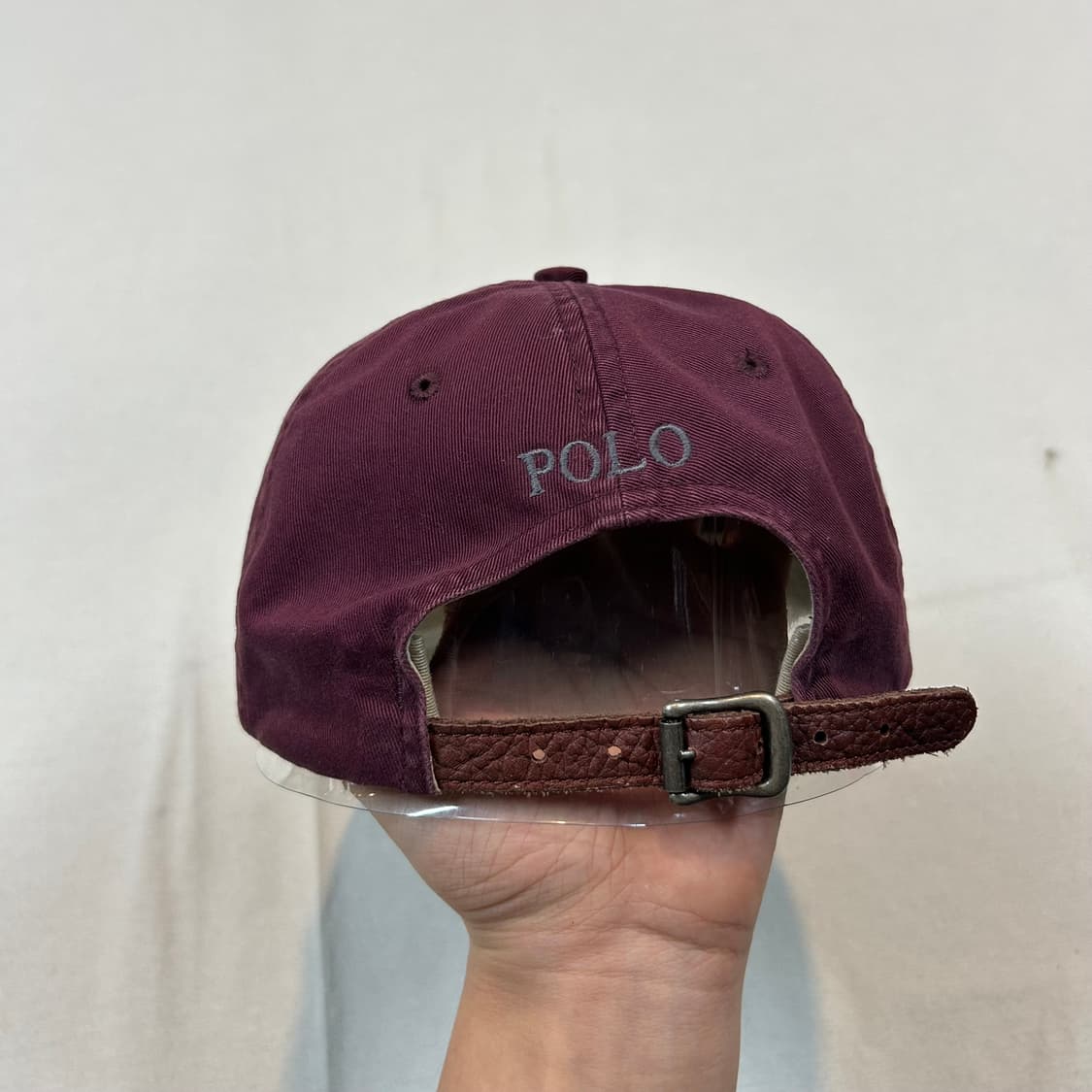 폴로 랄프로렌 버건디 볼캡 모자 가죽스트랩 정품 상품이미지4