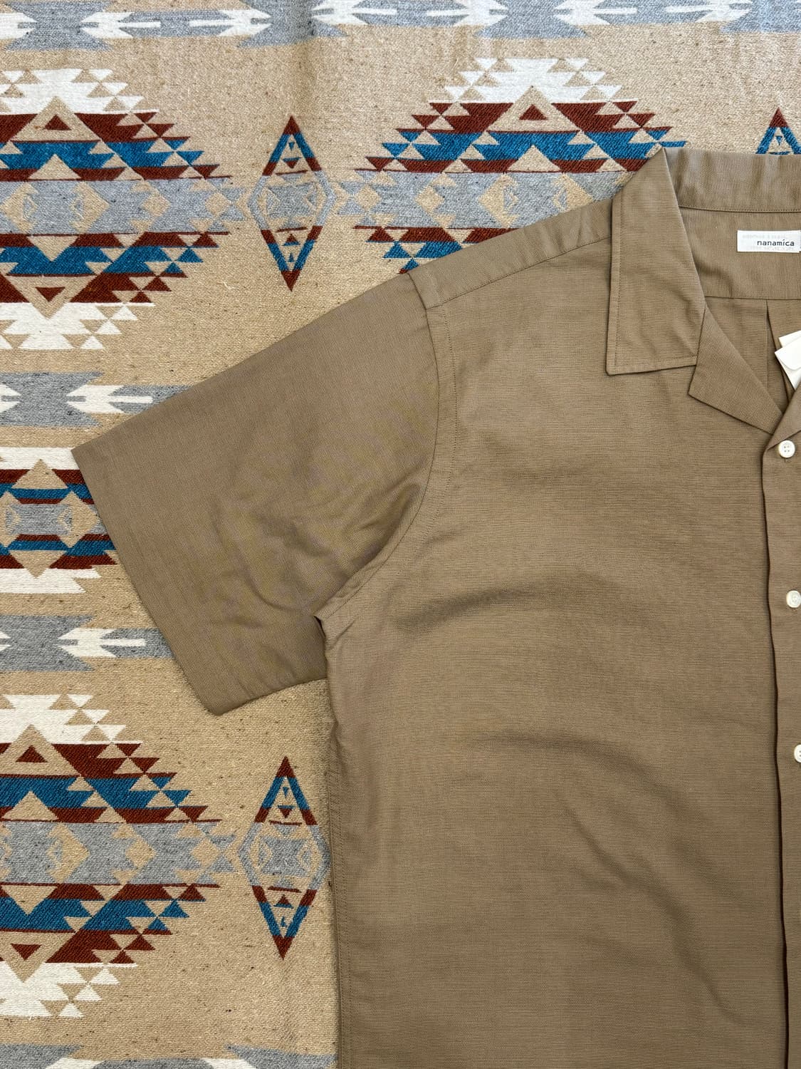 [XL][110] 나나미카 오픈카라 파나마 숏슬리브 셔츠 베이지 상품이미지2