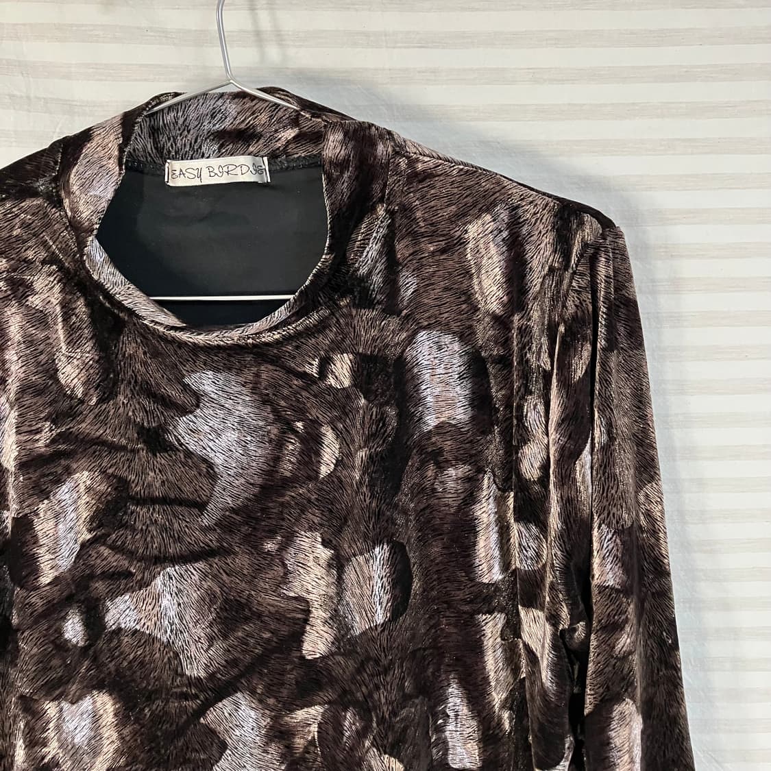 빈티지 브라운 벨벳 폴라 긴팔 1014 y2k 스트릿 갸루 펑키 일본빈티 상품이미지3