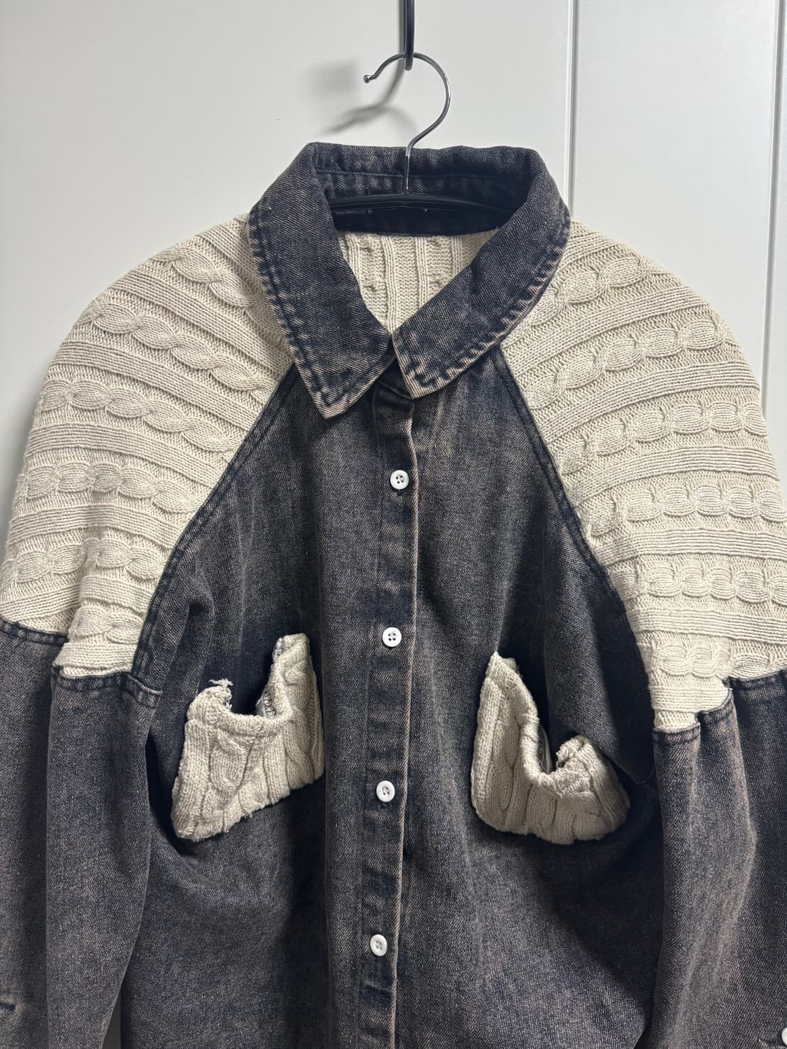 Wool knit mix cotton grey shirts 상품이미지2