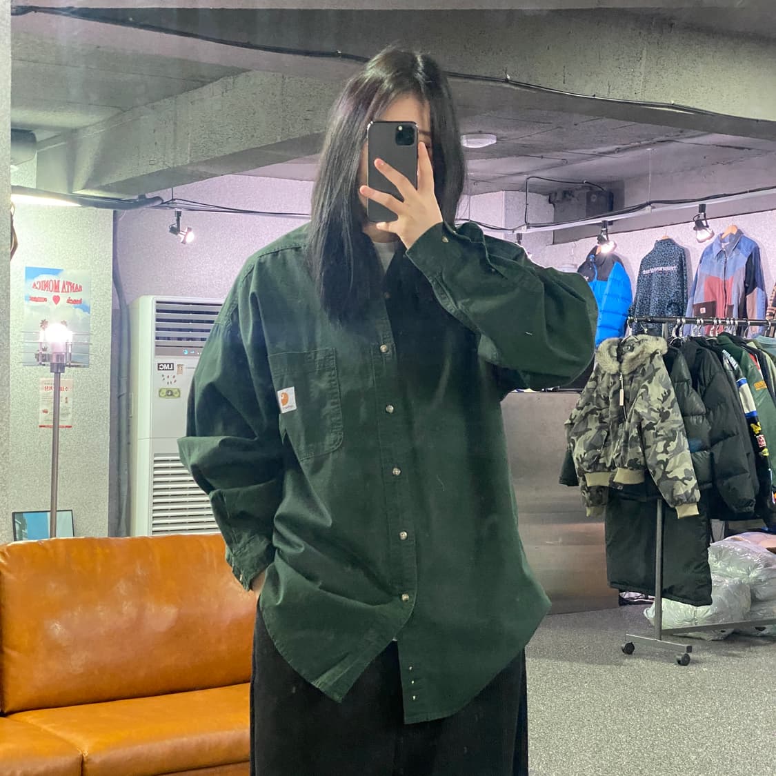 칼하트 패치로고 딥그린 워크 셔츠 B3692 상품이미지1