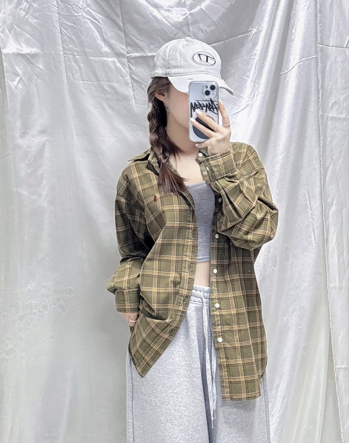 폴로 랄프로렌 버건디 포니 체크셔츠  상품이미지1