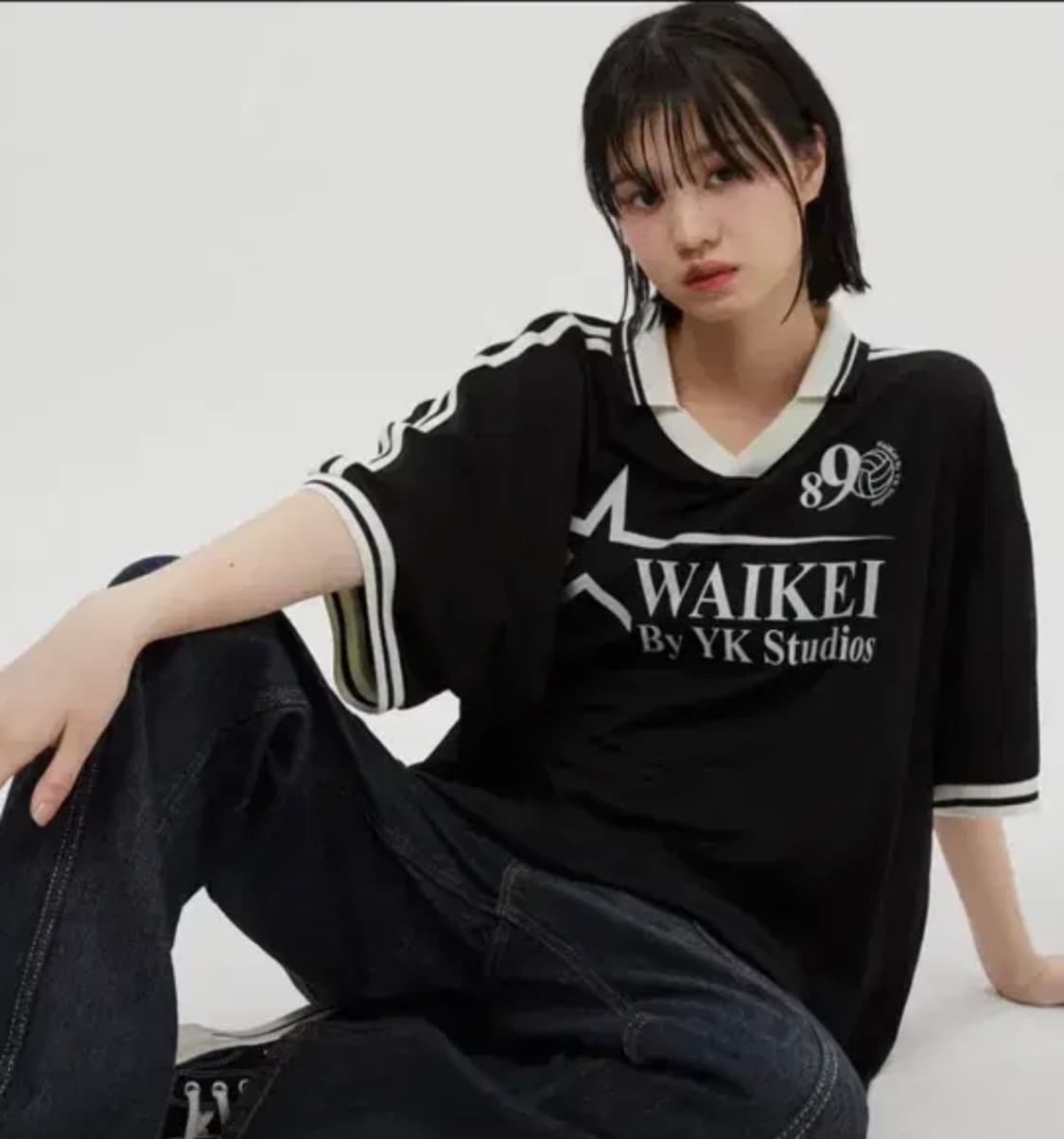 와이케이 스타 로고 카라 져지 반팔티셔츠 블랙 상품이미지1