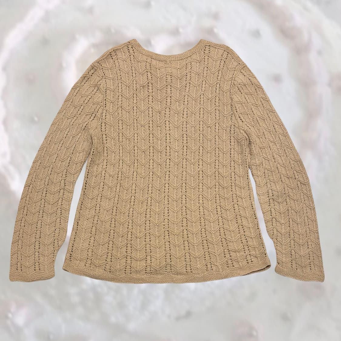 일본 빈티지 베이지 루즈핏 모리 크로셰 패턴 가디건 상품이미지4