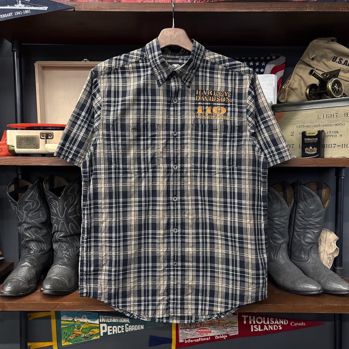 할리데이비슨 110th 엠브로이드 멀티 타탄체크 워크셔츠 N1182 상품이미지1