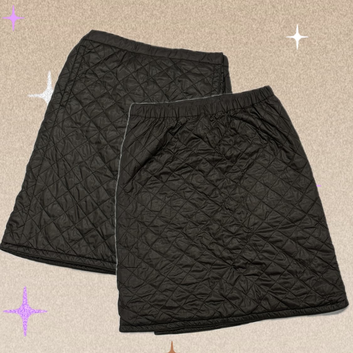 누빔 브라운 기모 패딩 랩 스커트 겨울 폭닥 사와코 그런지 히피 레이어드 상품이미지1