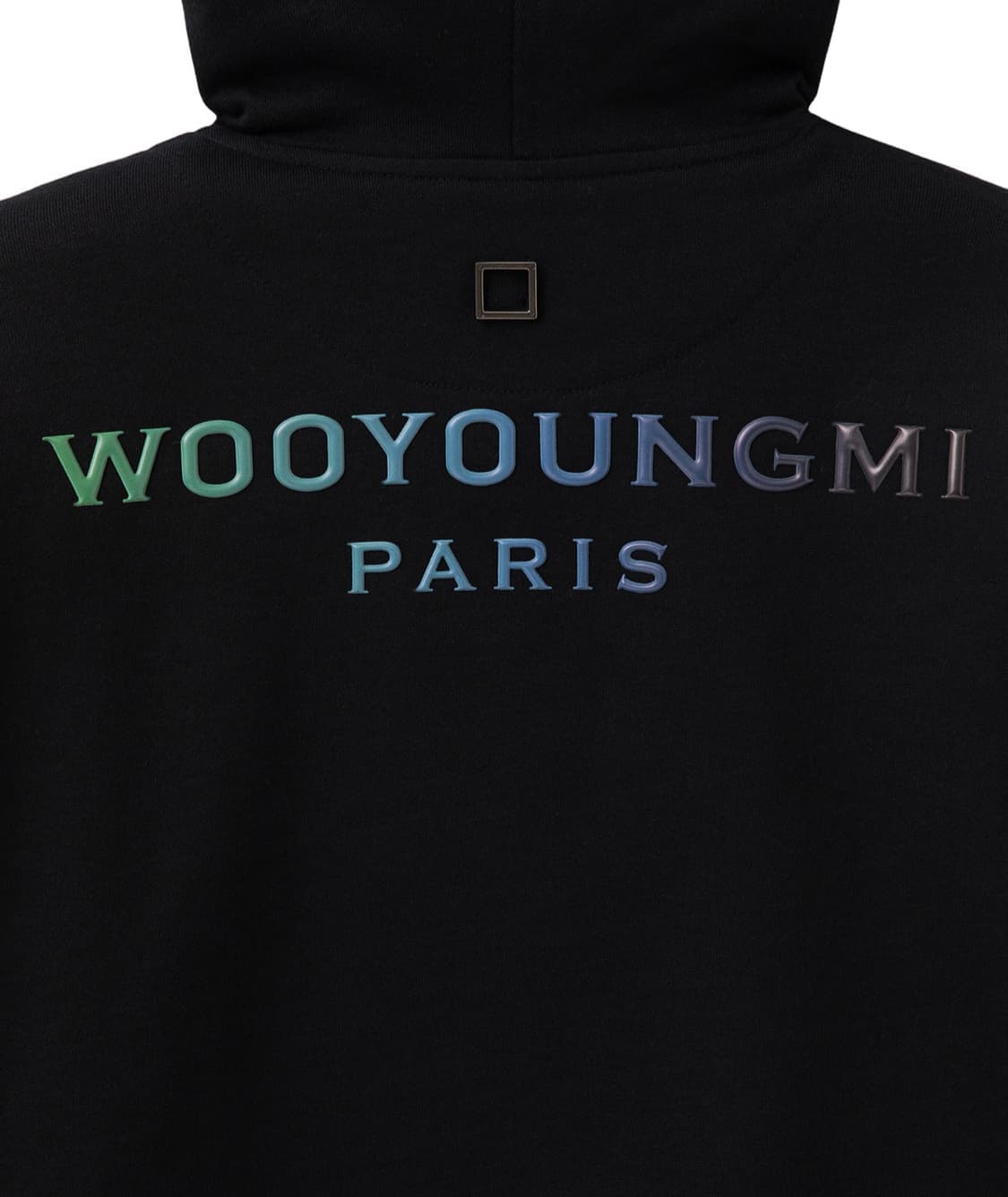 새상품(S) 우영미 블랙 그라데이션 엠보싱 백로고 후드티셔츠 상품이미지5