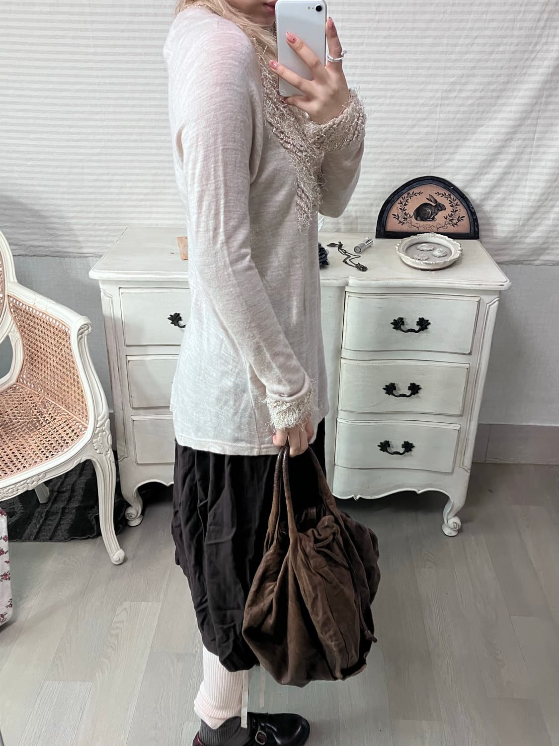 pink beige princess frill knit thirt 상품이미지3