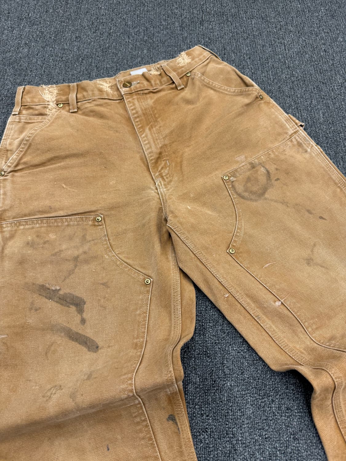 칼하트 빈티지 b01 브라운 더블니 워크팬츠 상품이미지2