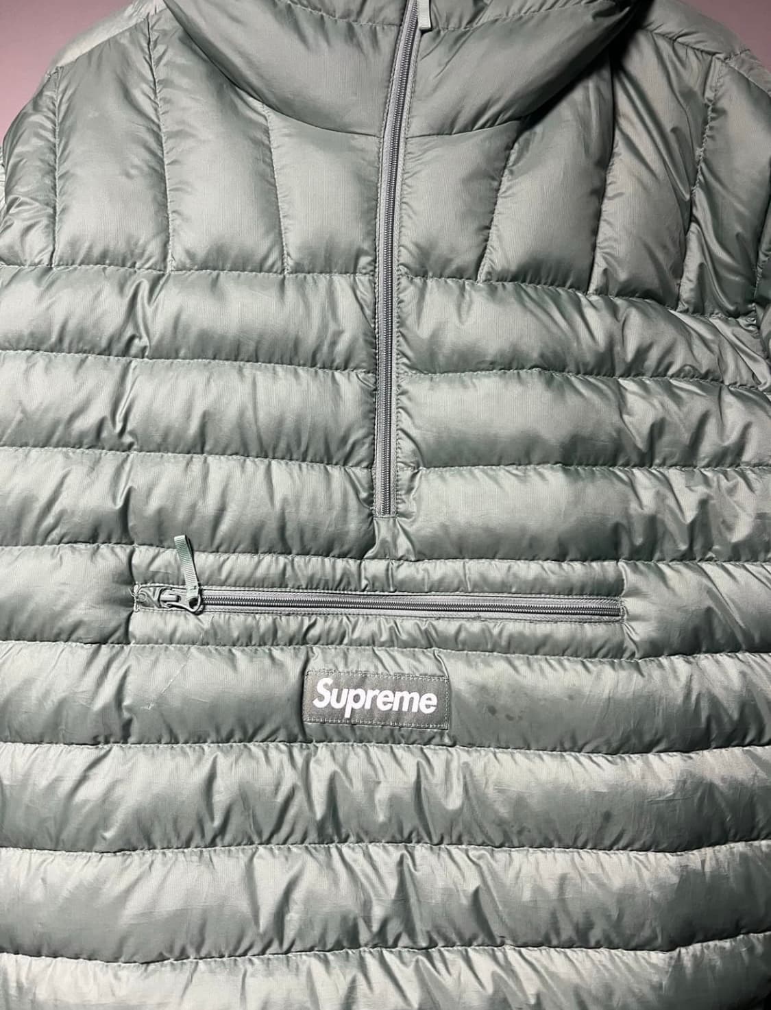 [L] 슈프림 마이크로 다운 하프 풀오버 경량패딩 올리브 상품이미지7