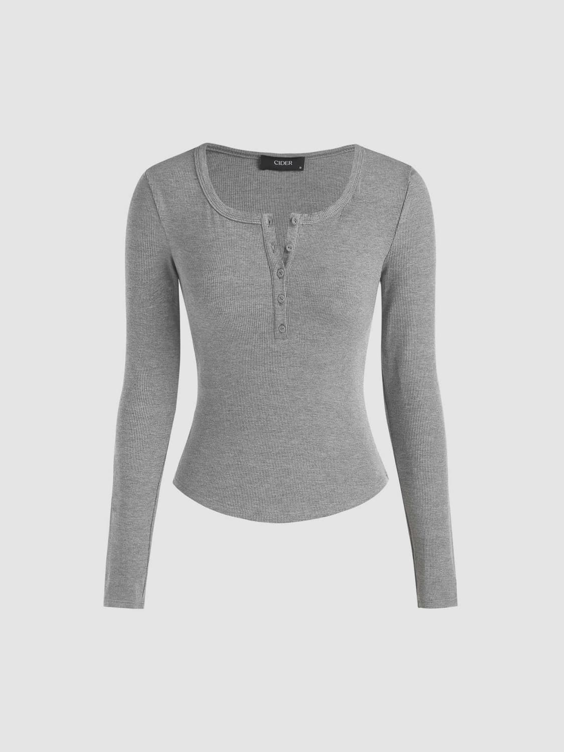 베이직 브이 롱 슬리브 티 상품이미지1