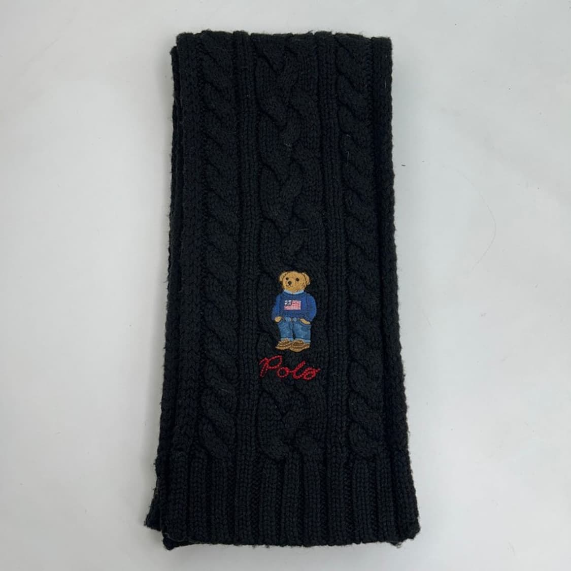 폴로랄프로렌 베어 케이블 니트 스카프 블랙 상품이미지3