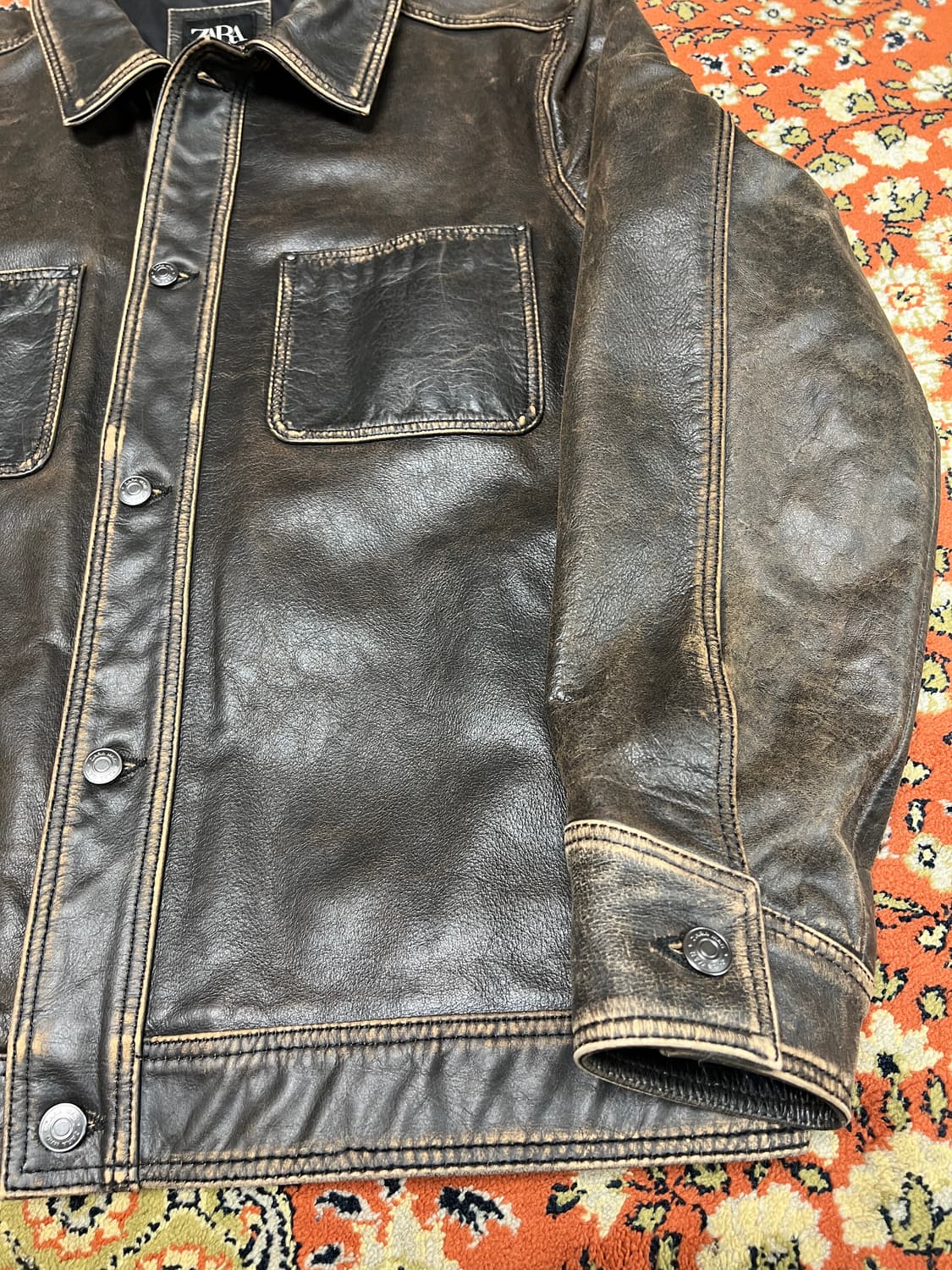 [L-XL] ZARA 버팔로 리얼레더 가죽자켓 상품이미지5