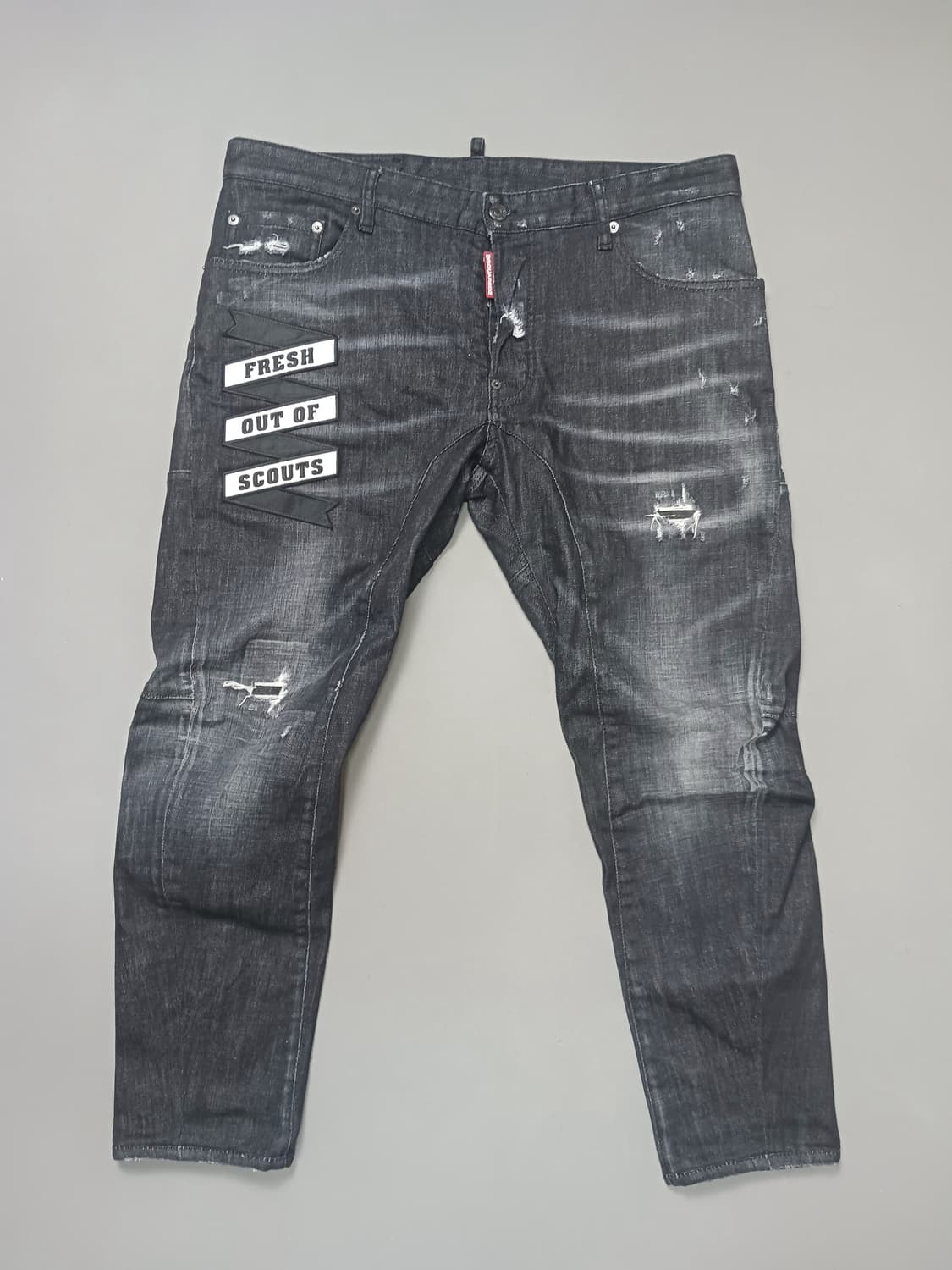 [36] 정품 디스퀘어드2 래터링패치 타이디바이커 블랙진 청바지 상품이미지1