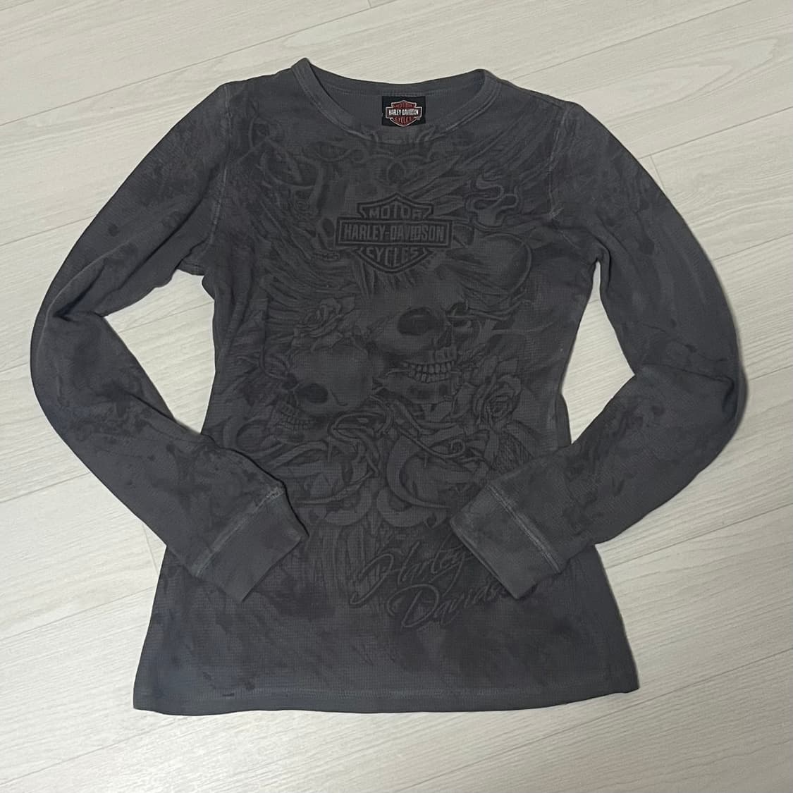 할리데이비슨 타투 프린팅 롱 슬리브 쭉티 티셔츠 긴팔티 상품이미지1