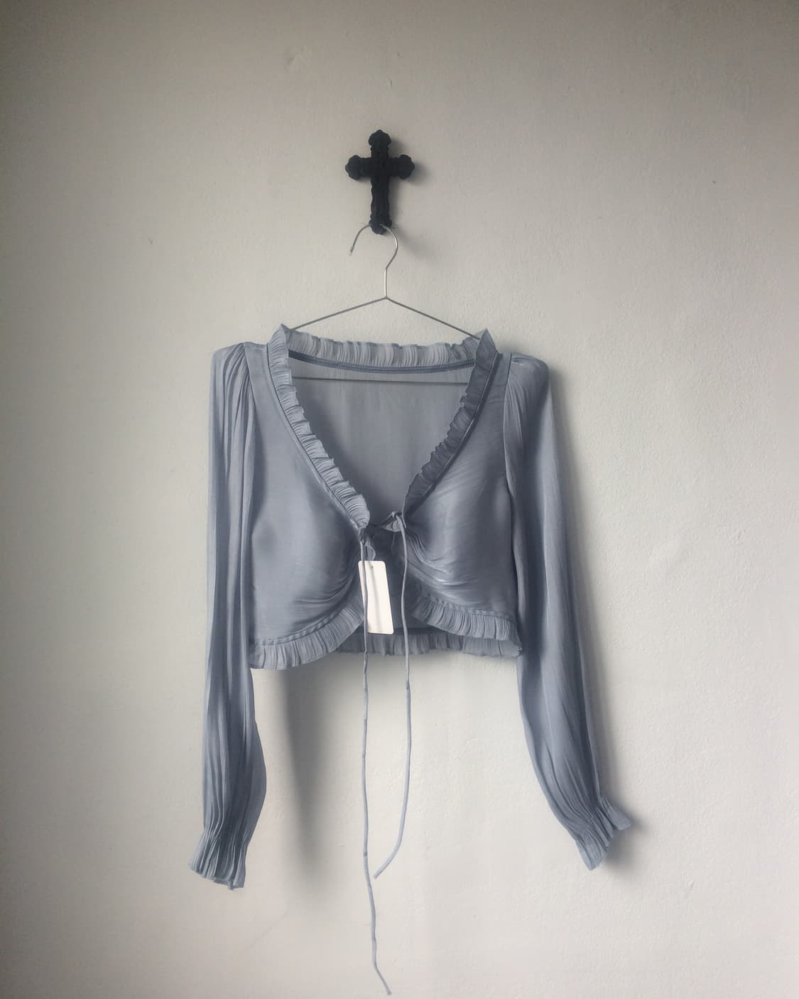 Glossy lace up cardigan 상품이미지2