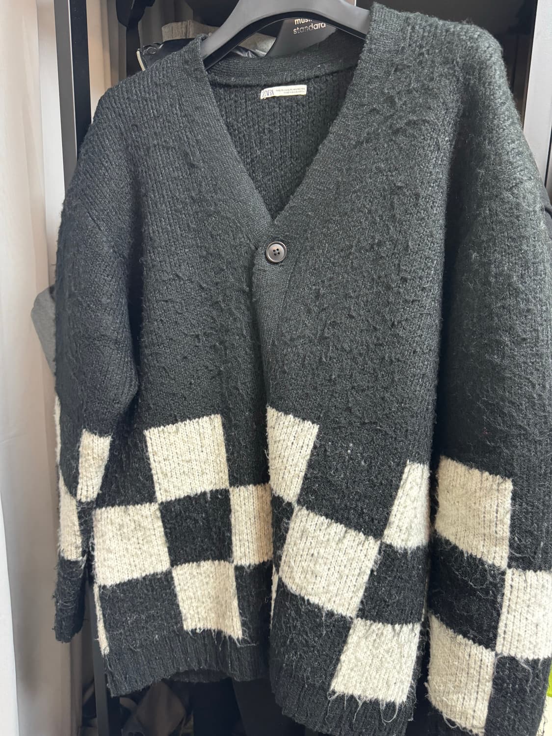 자라 체커보드 가디건 L-XL 상품이미지1