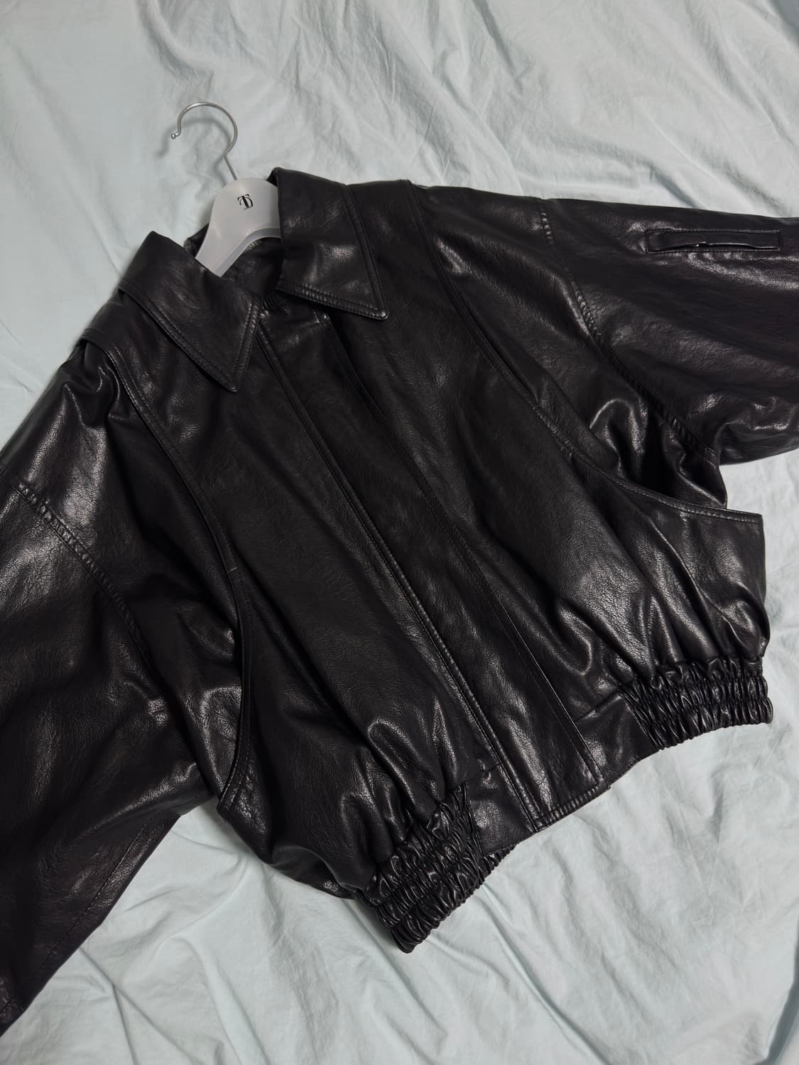 트리밍버드 플래킷 레더 블루종 재킷 상품이미지1