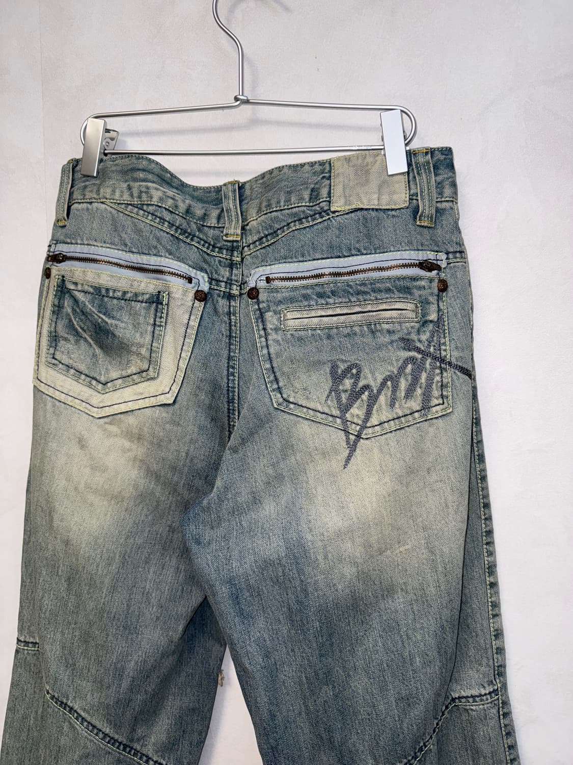 BNX washing denim slit damage wode pants 상품이미지5
