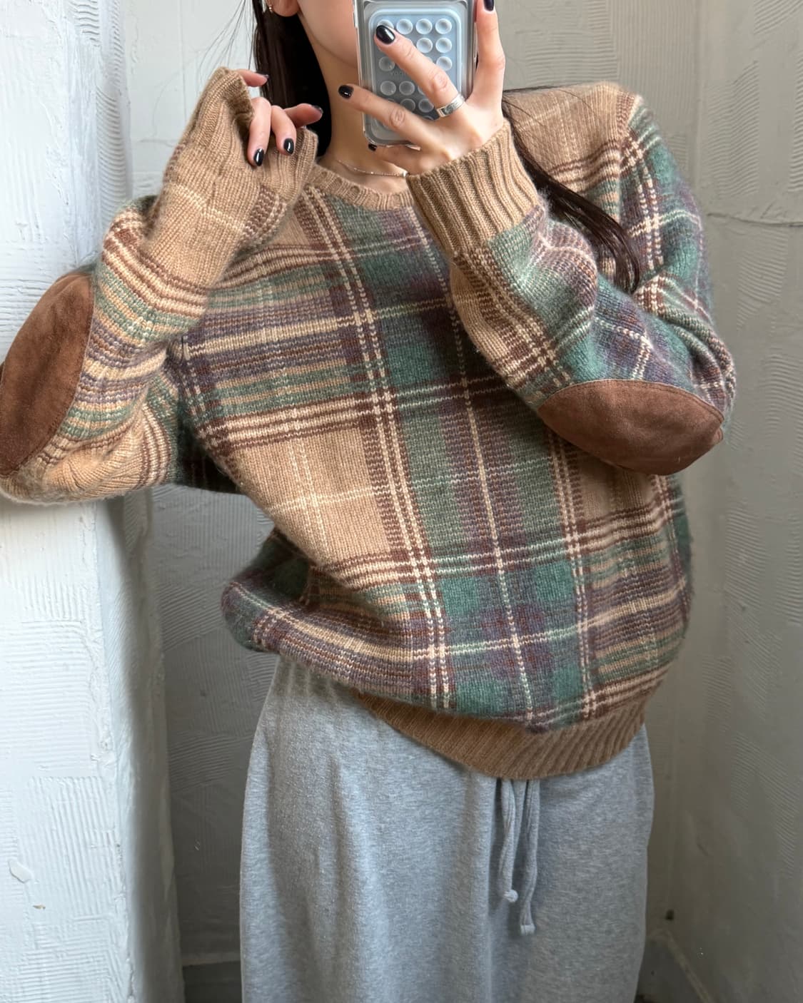 Polo 폴로 랄프로렌 체크패턴 엘보우패치 캐시미어 니트 상품이미지2