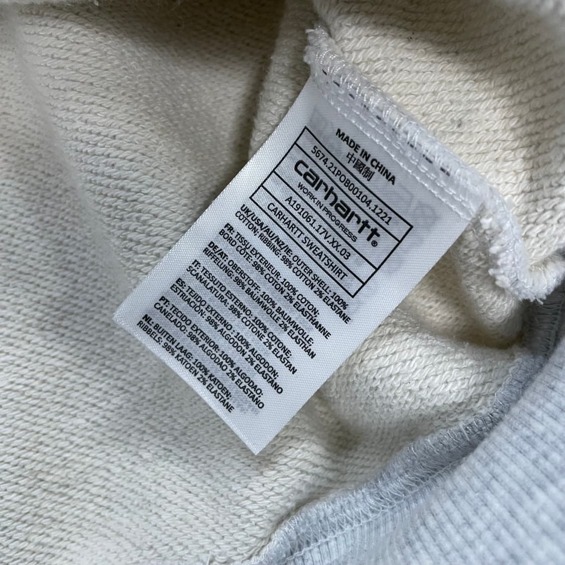 칼하트 Carhartt wip 스펠 자수 로고 맨투맨 라이트그레이 상품이미지4