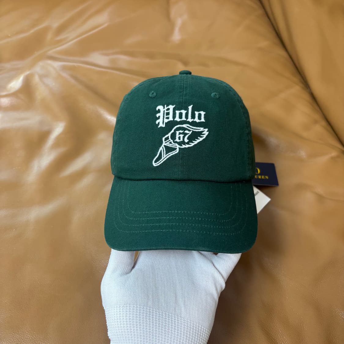 POLO 폴로 6패널 볼캡 모자 윙로고 워시드 그린 상품이미지2