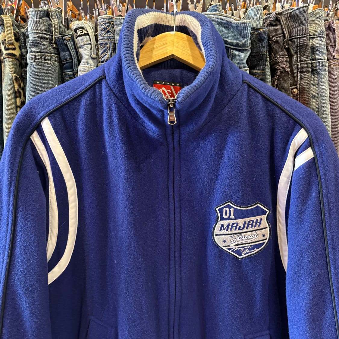 마자 플라바 블루 빅로고 울 스타디움 바시티 자켓 상품이미지4