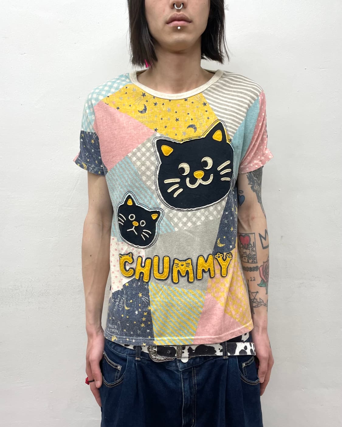 Rough Chummy Cat Patchwork T-shirt  상품이미지1