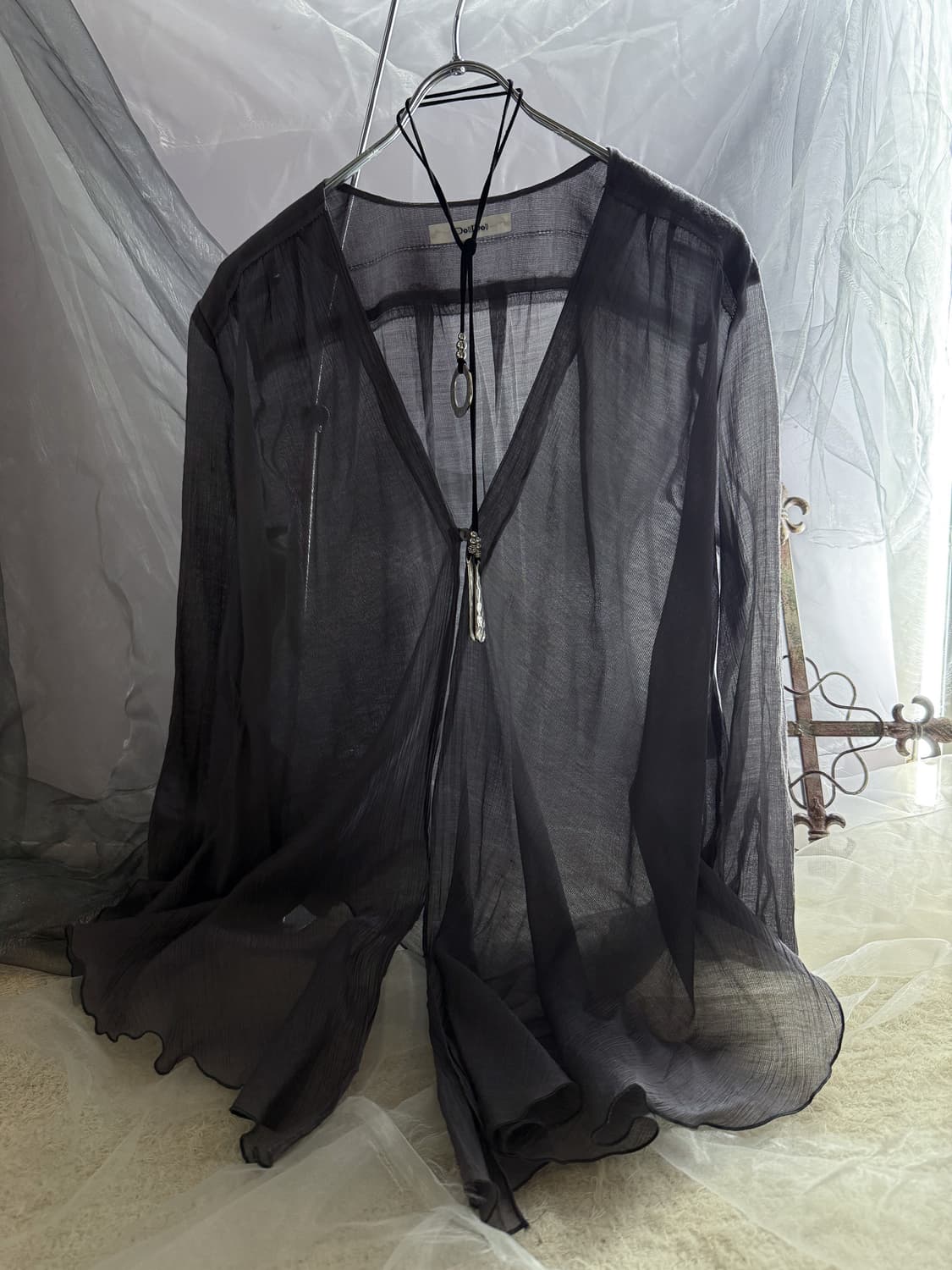 Charcoal See-Through Cardigan 0195 상품이미지1