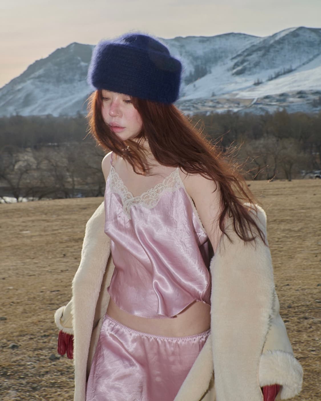 빠른배송) 프레클 레이스 세틴 케미솔 인 핑크 슬립탑 시눈 오버듀플레어 상품이미지1