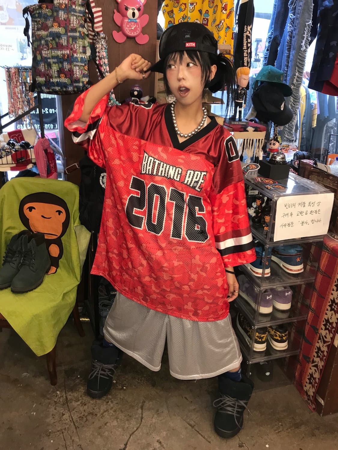 < Bape Red Camouflage Mesh Jersey ( 새상품  상품이미지1