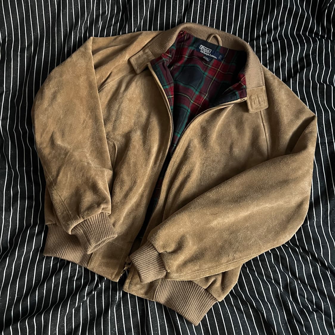 90s 폴로 스웨이드 헤링턴 자켓 L 베이지 상품이미지1