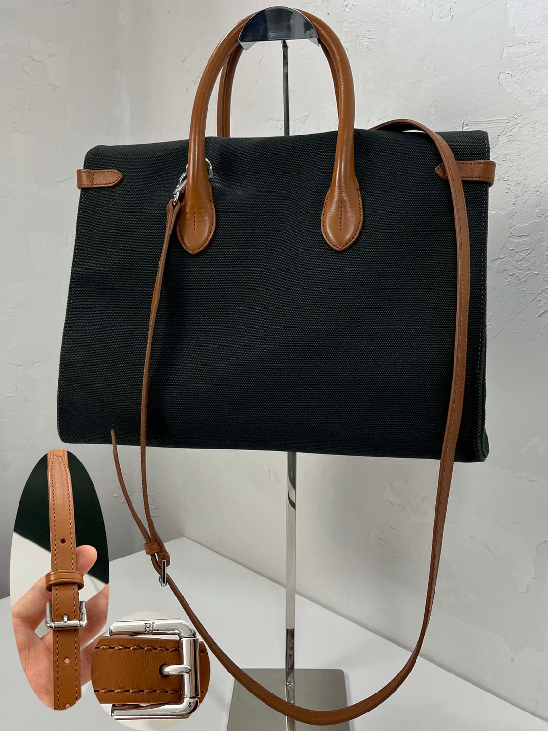 폴로 랄프로렌 컬렉션 카프스킨 소프트리키 33 캔버스 쿠퍼백 숄더 토트백 상품이미지7