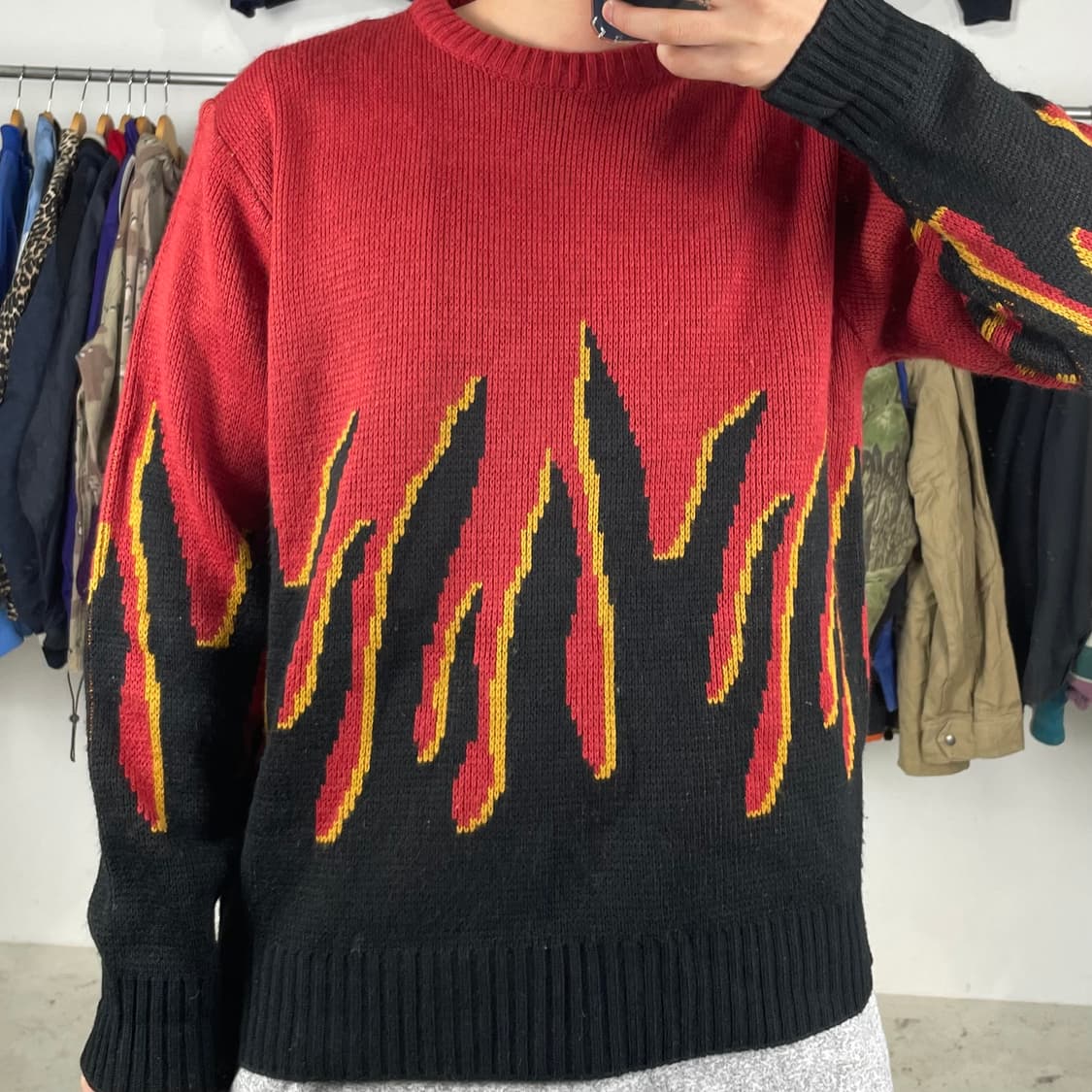 Japan vintage 플레임 스트릿 니트 상품이미지1