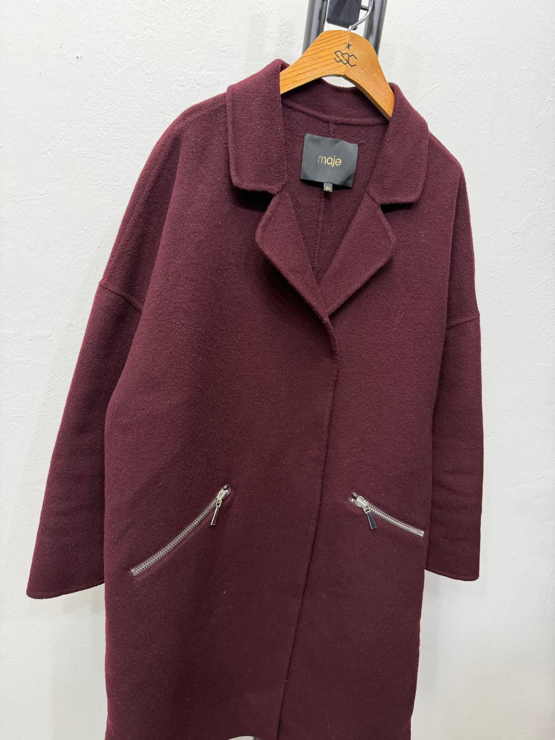 정품) maje 마쥬 버건디 루즈핏 간절기 코트 자켓 40 상품이미지2
