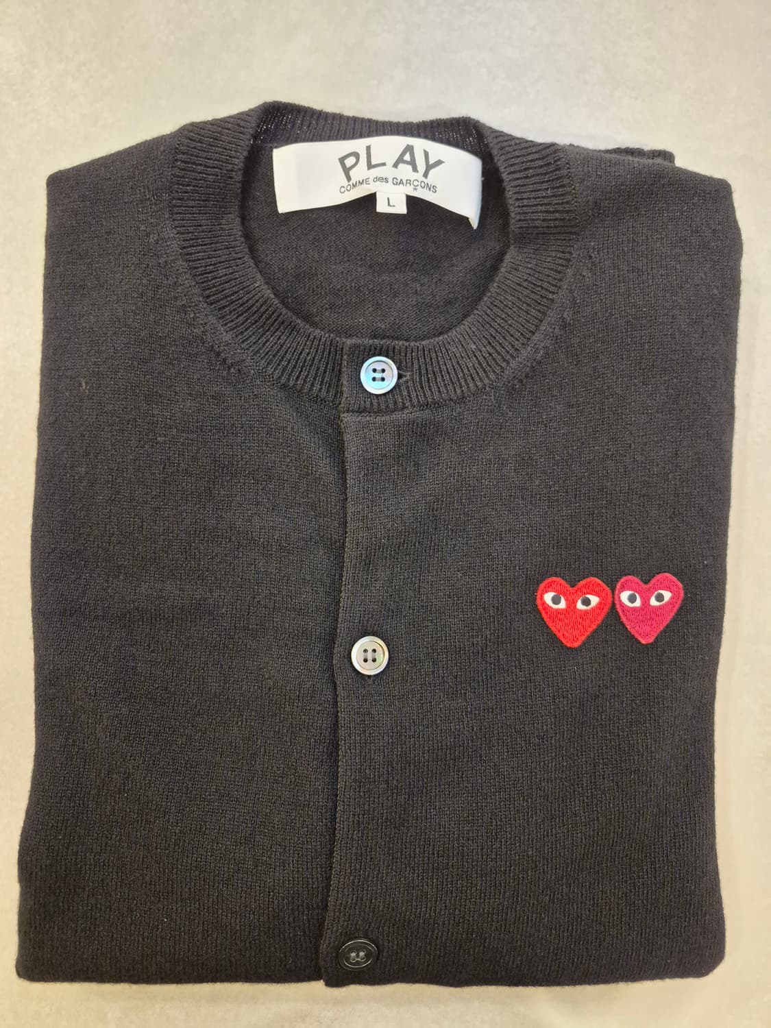 꼼데가르송 더블와펜 u넥 가디건L 블랙 새상품 상품이미지4