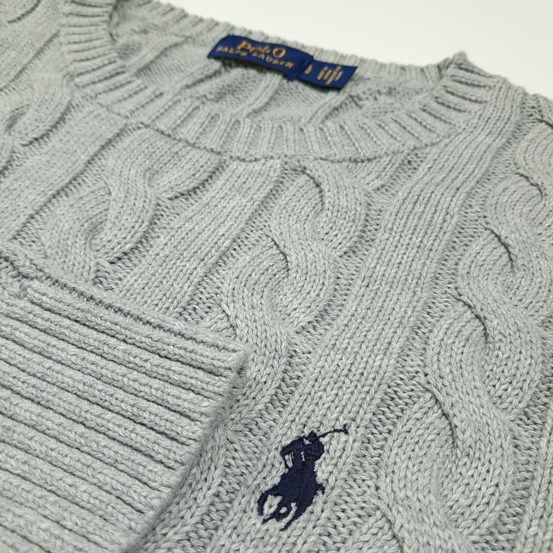 CK003 L 폴로 00s 케이블 라이트그레이 니트 스웨터 상품이미지4