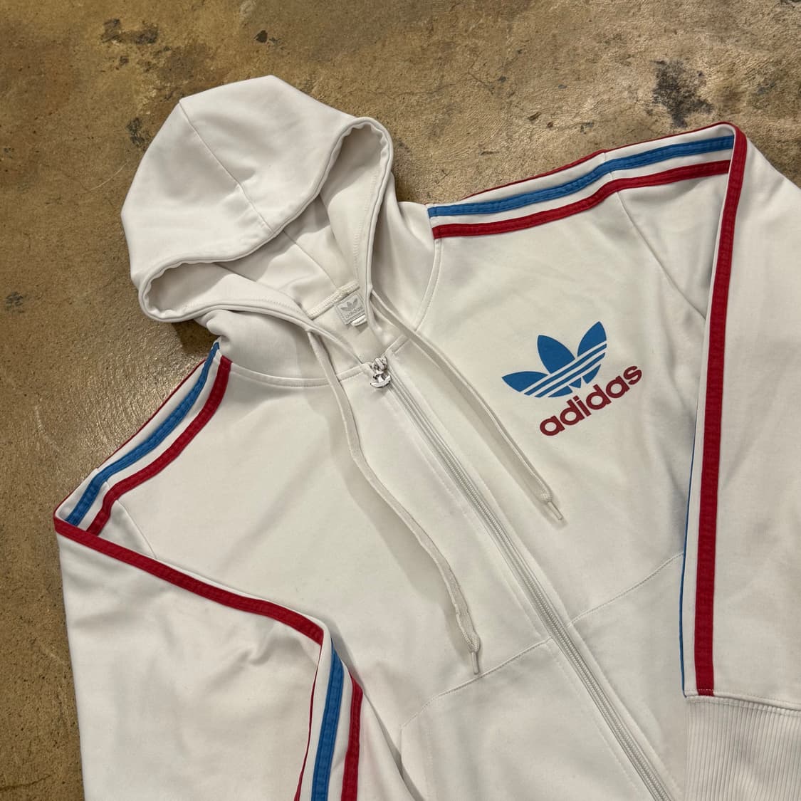 아디다스 화이트 흰빨 흰파 후드 플락 후플 후드집업 져지 상품이미지1