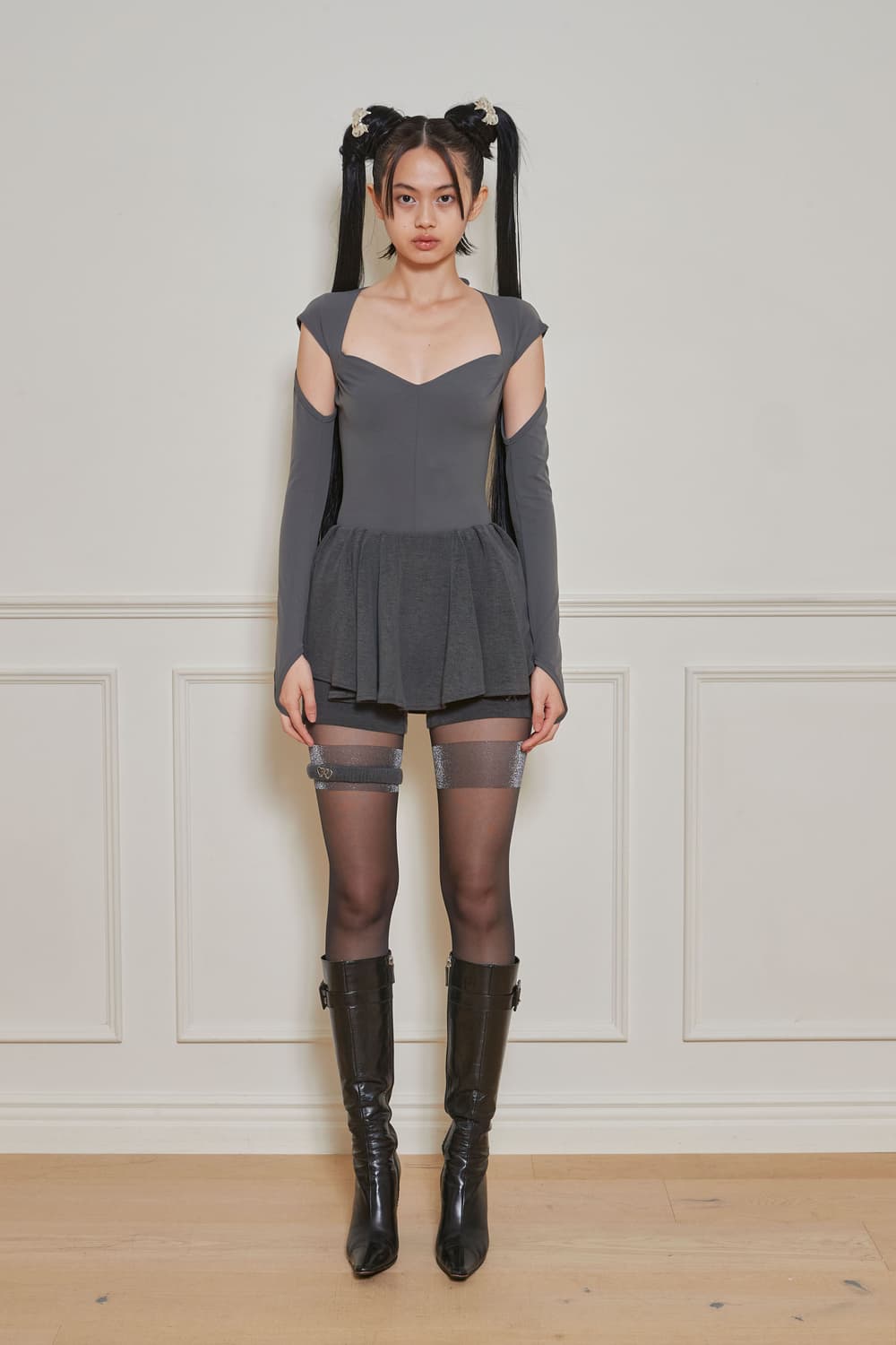 페르트 풀 온 스커트 차콜 발레코어 상품이미지2