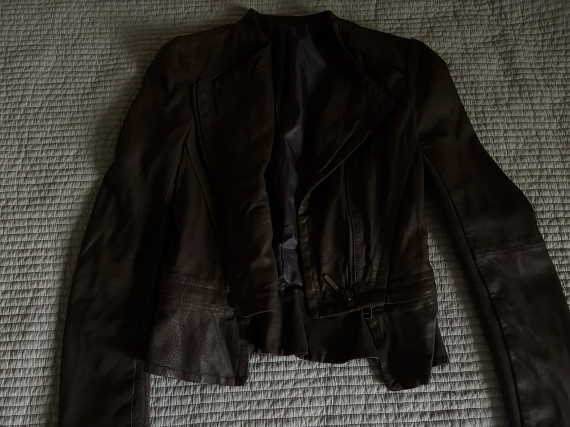 브라운 양가죽 크롭 자켓 상품이미지3